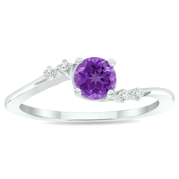 SZUL Women's Amethyst and Diamond Tierra Ring in 10K White Gold