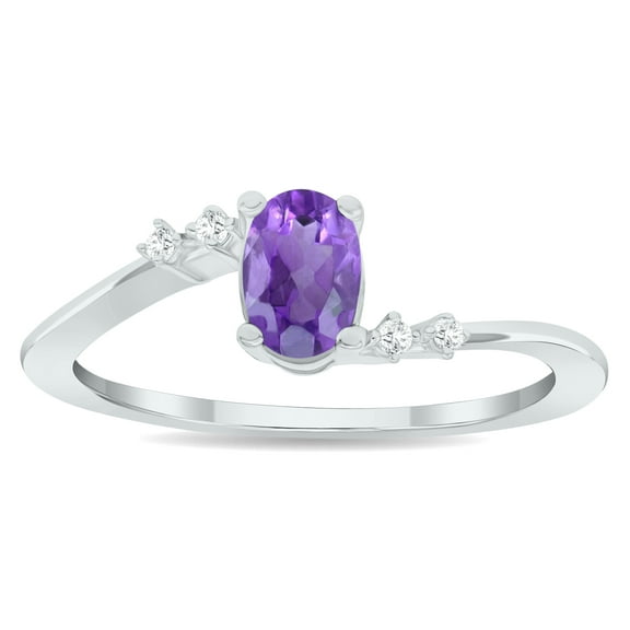 SZUL Women's Amethyst and Diamond Tierra Ring in 10K White Gold