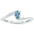 thumbnail image 1 of SZUL Women's Aquamarine and Diamond Wave Ring in 10K White Gold, 1 of 5