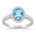 thumbnail image 1 of SZUL Women's Blue Topaz and Diamond Halo Ring in 10K White Gold, 1 of 3