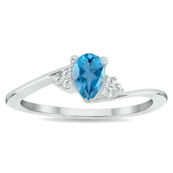 SZUL Women's Blue Topaz and Diamond Tierra Ring in 10K White Gold