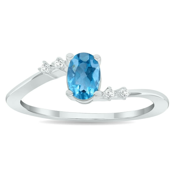 SZUL Women's Blue Topaz and Diamond Tierra Ring in 10K White Gold