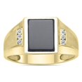 thumbnail image 1 of SZUL Women's Bold 10K Yellow Gold Onyx and 6 Genuine Diamond Men's Ring, 1 of 5
