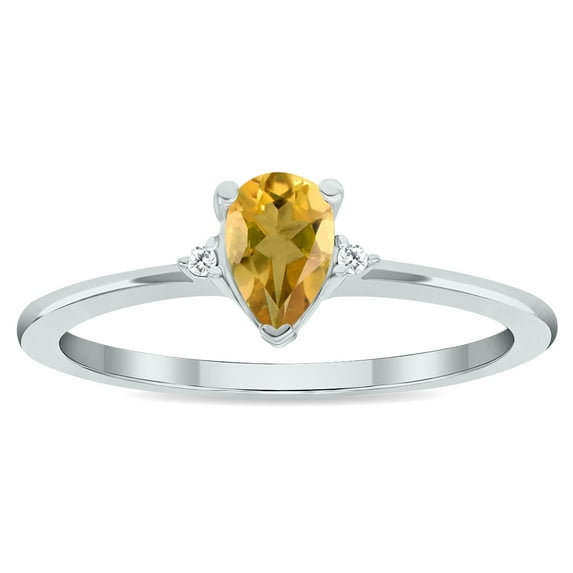 SZUL Women's Citrine and Diamond Classic Band in 10K White Gold