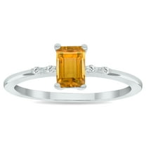 SZUL Women's Citrine and Diamond Sparkle Ring in 10K White Gold