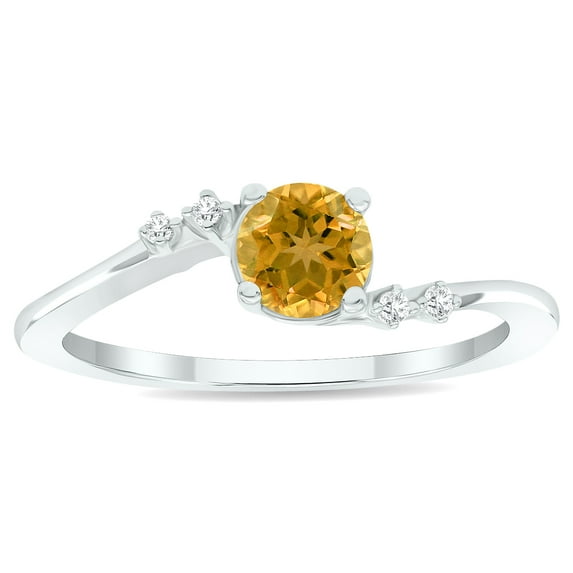 SZUL Women's Citrine and Diamond Tierra Ring in 10K White Gold