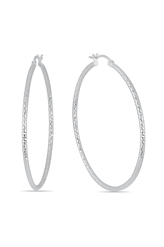 Women's Diamond Cut 50MM Hoop Earrings In .925 Sterling Silver