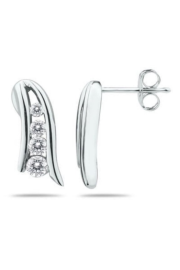 Women's Diamond Journey Earrings in 14K White Gold (J-K-L Color, I2-I3 Clarity)