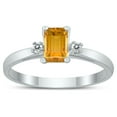 thumbnail image 1 of SZUL Women's Emerald Cut 6X4MM Citrine and Diamond Three Stone Ring in 10K White Gold, 1 of 4