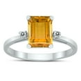 thumbnail image 1 of SZUL Women's Emerald Cut 8X6MM Citrine and Diamond Three Stone Ring in 10K White Gold, 1 of 4