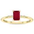 thumbnail image 1 of SZUL Women's Emerald Cut Ruby and Diamond Sparkle Ring in 10K Yellow Gold, 1 of 5