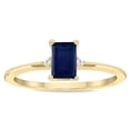 thumbnail image 1 of SZUL Women's Emerald Cut Sapphire and Diamond Classic Band in 10K Yellow Gold, 1 of 5