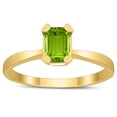 thumbnail image 1 of SZUL Women's Emerald Shaped 6X4MM Peridot Solitaire Ring in 10K Yellow Gold, 1 of 4