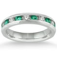 thumbnail image 1 of SZUL Women's Emerald and Diamond Band in 14k White Gold, 1 of 3