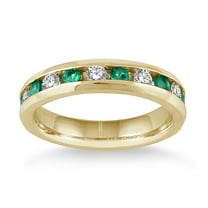 SZUL Women's Emerald and Diamond Band in 14k Yellow Gold