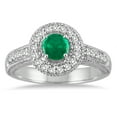 thumbnail image 1 of SZUL Women's Emerald and Diamond Halo Ring in 10K White Gold, 1 of 4