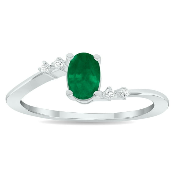 SZUL Women's Emerald and Diamond Tierra Ring in 10K White Gold