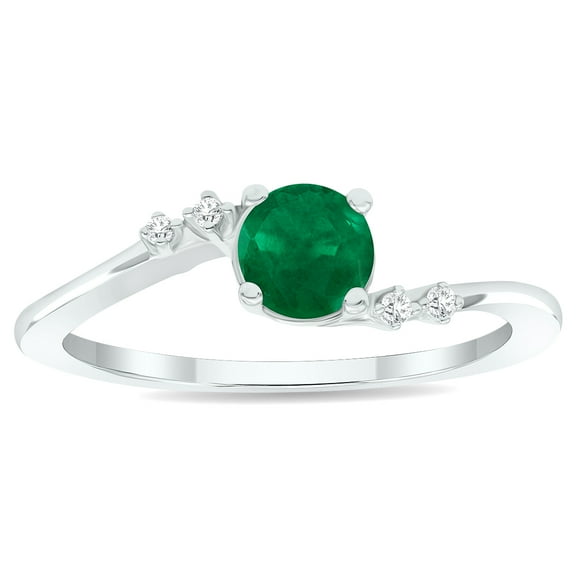 SZUL Women's Emerald and Diamond Tierra Ring in 10K White Gold