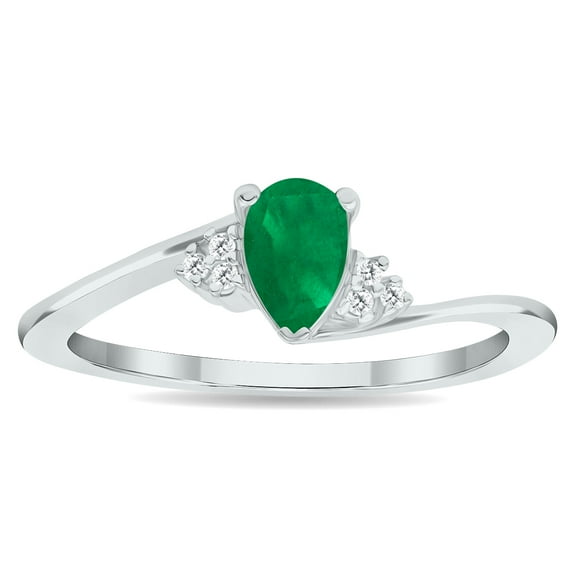 SZUL Women's Emerald and Diamond Tierra Ring in 10K White Gold