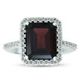 thumbnail image 1 of SZUL Women's Garnet and Diamond Halo Cocktail Ring in 14K White Gold, 1 of 5