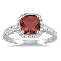 SZUL Women's Garnet and Diamond Ring in 10K White Gold
