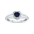 thumbnail image 1 of SZUL Women's Heart Shape Sapphire and Diamond Ring in 10K White Gold, 1 of 6