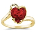 thumbnail image 1 of SZUL Women's Heart Shaped Garnet and Diamond Curve Ring in 14K Yellow Gold, 1 of 3