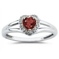 thumbnail image 1 of SZUL Women's Heart Shaped Garnet and Diamond Ring, 1 of 2