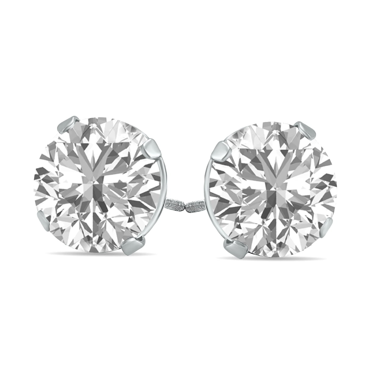 SZUL JEWELRY SZUL Women's IGI Certified Lab Grown 2 Carat Total Weight Diamond Solitaire Earrings in 14K White Gold (I Color, SI2 Clarity)