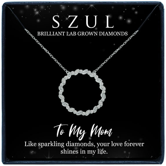 SZUL Women's Jewelry Gift For Mom - 1/7 Carat TW Endless Love Lab Diamond Circle Pendant in .925 Sterling Silver (F-G Color, VS1-VS2 Clarity)
