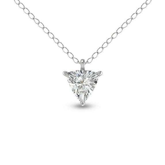 SZUL Women's Lab Grown 1/2 Carat Trillion Shaped Solitaire Diamond Pendant in 14K White Gold