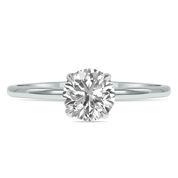 SZUL Women's Lab Grown 1 Carat Diamond Solitaire Ring in 14K White Gold (F-G Color, VVS1-VVS2 Clarity)