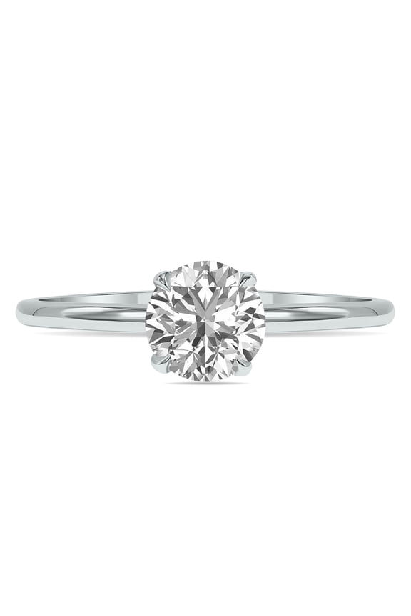 Women's Lab Grown 1 Carat Diamond Solitaire Ring in 14K White Gold (F-G Color, VVS1-VVS2 Clarity)