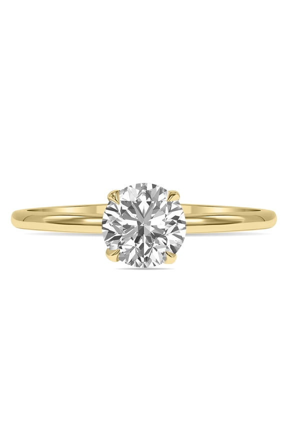 Women's Lab Grown 1 Carat Diamond Solitaire Ring in 14K Yellow Gold (F-G Color, VVS1-VVS2 Clarity)