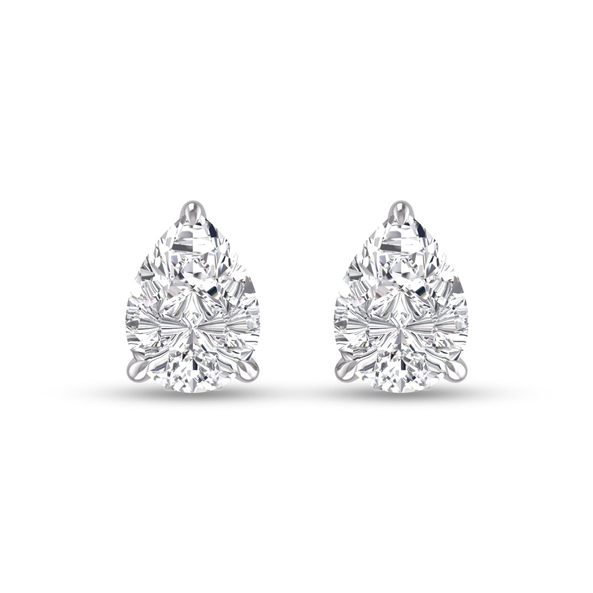 SZUL JEWELRY SZUL Women's Lab Grown 1 Carat Pear Shaped Solitaire Diamond Earrings in 14K White Gold