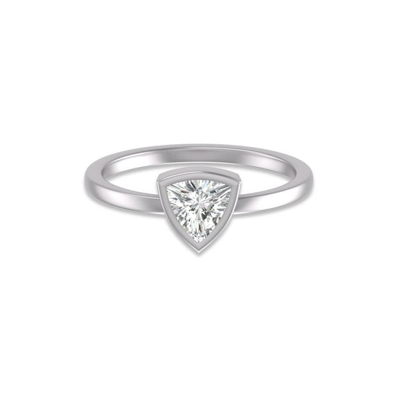 SZUL Women's Lab Grown 1 Carat Trillion Bezel Solitaire Diamond Ring in 14K White Gold