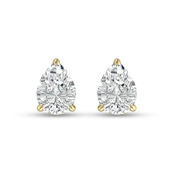 SZUL Women's Lab Grown 3/4 Carat Pear Shaped Solitaire Diamond Earrings in 14K Yellow Gold