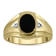 thumbnail image 1 of SZUL Women's Men's 10K Yellow Gold Ring with an Oval Onyx and 2 Diamonds, 1 of 5
