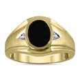 thumbnail image 1 of SZUL Women's Men's 10K Yellow Gold Ring with an Oval Onyx and 2 Diamonds, 1 of 5