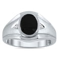 thumbnail image 1 of SZUL Women's Men's Oval Onyx and Diamond Ring in 10K White Gold, 1 of 5