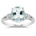 thumbnail image 1 of SZUL Women's Oval Cut Aquamarine & Diamond Ring in 14k White Gold, 1 of 2