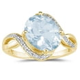 thumbnail image 1 of SZUL Women's Oval Shaped   Aquamarine  and Diamond Curve Ring in 10K Yellow  Gold, 1 of 3