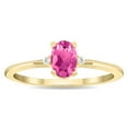 thumbnail image 1 of SZUL Women's Oval Shaped Pink Topaz and Diamond Classic Band in 10K Yellow Gold, 1 of 5