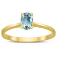 thumbnail image 1 of SZUL Women's Oval Solitaire 6X4MM Aquamarine Ring in 10K Yellow Gold, 1 of 4