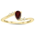 thumbnail image 1 of SZUL Women's Pear Shaped Garnet and Diamond Wave Ring in 10K Yellow Gold, 1 of 5