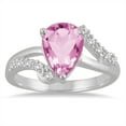 thumbnail image 1 of SZUL Women's Pear Shaped Pink Topaz and Diamond Ring in 10K White Gold, 1 of 5