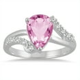 thumbnail image 1 of SZUL Women's Pear Shaped Pink Topaz and Diamond Ring in 10K White Gold, 1 of 5