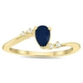thumbnail image 1 of SZUL Women's Pear Shaped Sapphire and Diamond Wave Ring in 10K Yellow Gold, 1 of 5