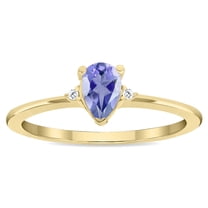 SZUL Women's Pear Shaped Tanzanite and Diamond Classic Band in 10K Yellow Gold