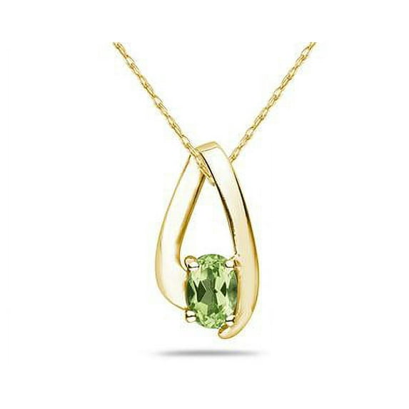 SZUL Women's Peridot Loop Pendant Necklace 10K Yellow Gold